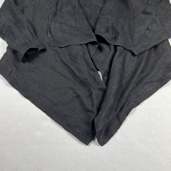 Eileen Fisher Linen Blend Cardigan Black Draped Open Front Sweater Jacket XS - Picture 2 of 10